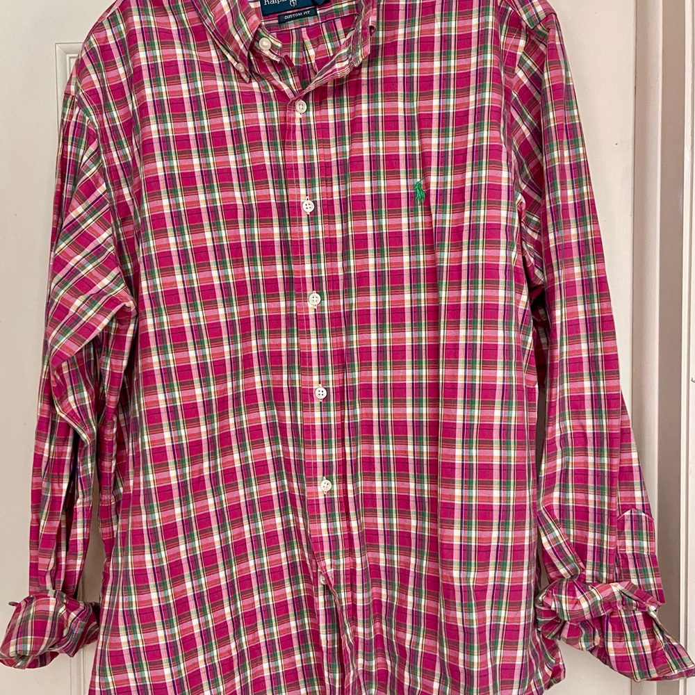 Ralph Lauren Pink and Green Plaid Shirt